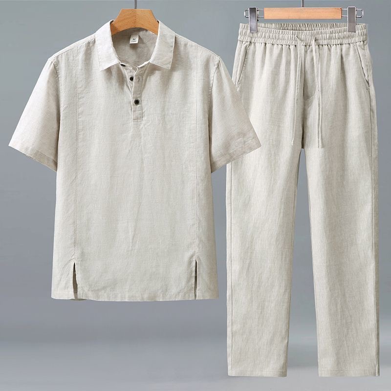 Mens Linen Shirt Long Sleeve - 봄/여름 패션 레트로 스포츠 긴팔 티셔츠