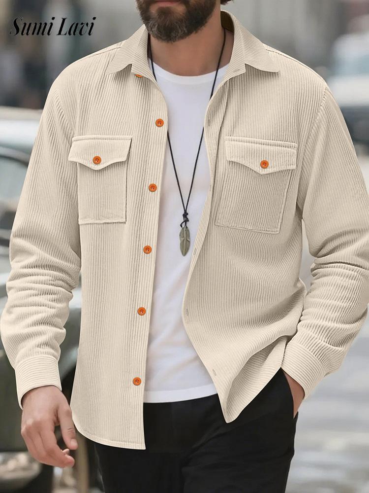 Corduroy Button Up Shirt Men - 캐주얼 남성 코듀로이 셔츠 자켓 봄