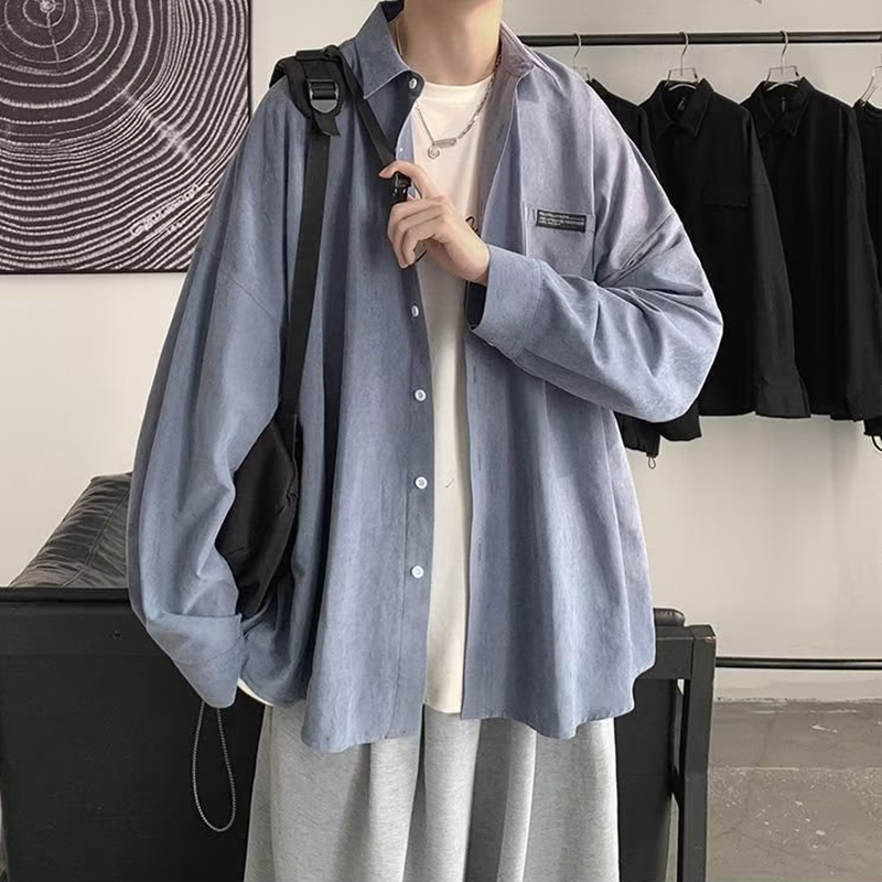Corduroy Button Up Shirt Men - 남녀공용 긴팔 셔츠, 오버사이즈 셔츠, 버튼업