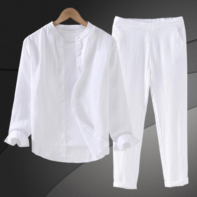 남성용 가볍고 통기성 좋은 면 린넨 셔츠 세트, 긴팔  - Mens Linen Shirt Long Sleeve 리뷰 및 가격