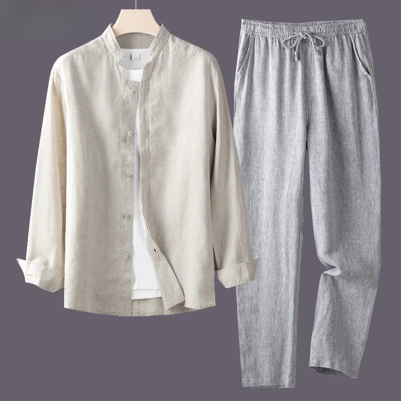 남성용 가볍고 통기성 좋은 면 린넨 셔츠 세트, 긴팔  - Mens Linen Shirt Long Sleeve 리뷰 및 가격