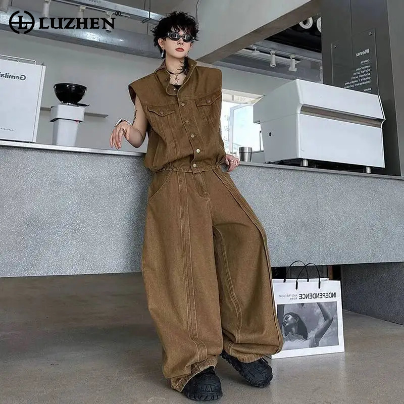 루젠 데님 2026 여름용 단색 민소매 포켓 재킷, 남 - Jeans 리뷰 및 가격