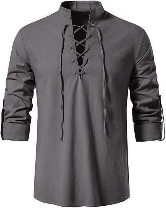 남성용 해적 셔츠 바이킹 레트로 르네상스 중세 고딕 빅 - Medieval Gothic Lace Up Pirate Shirt 리뷰 및 가격