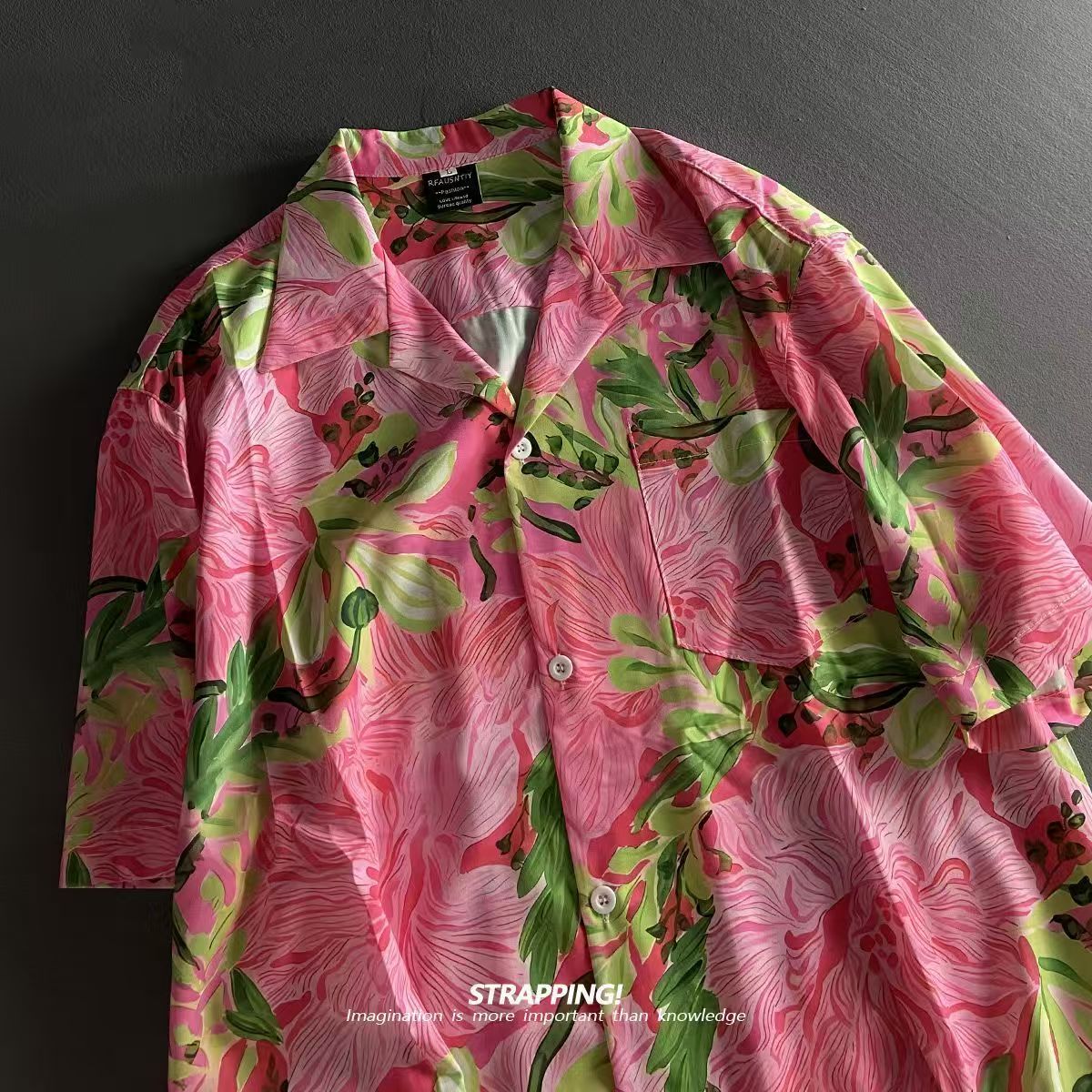 빈티지 비치 블루사스 보케이션 핑크 그래피티 플로럴 쿠 - Vintage Hawaiian Floral Shirt 리뷰 및 가격