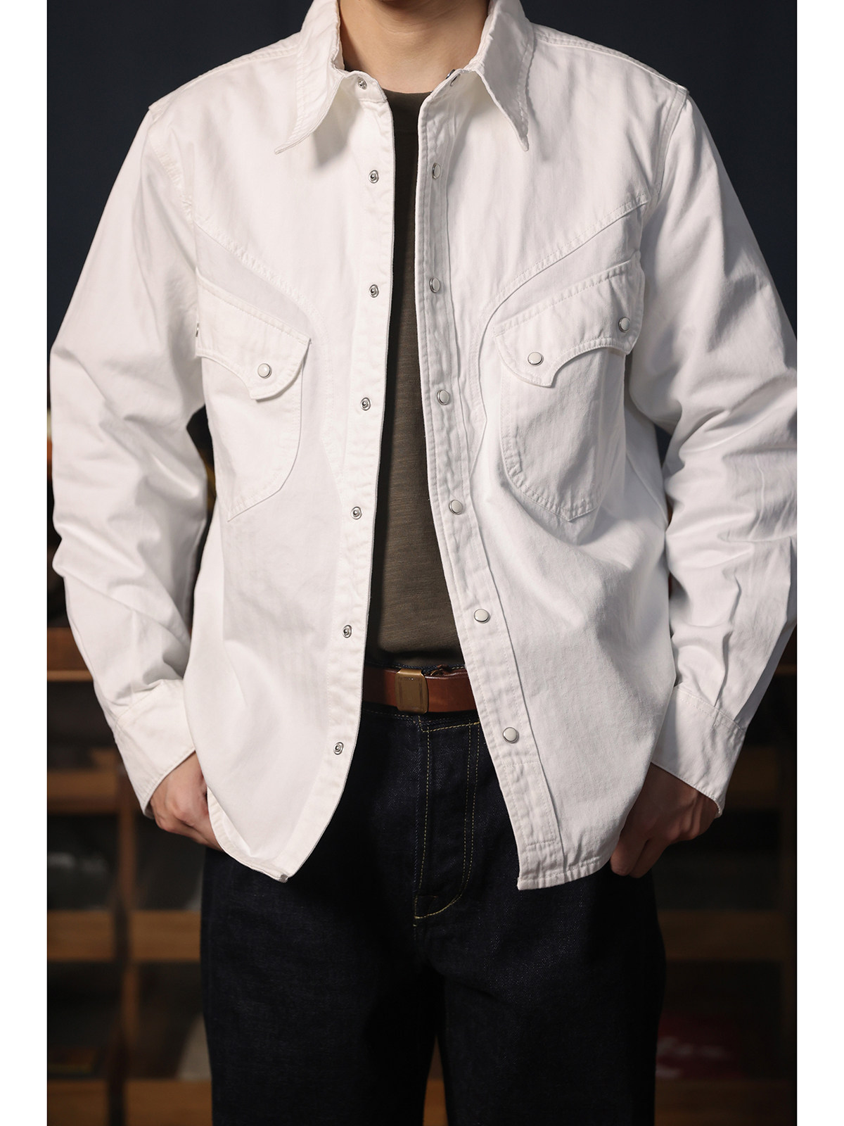 카우보이 웨스턴 스냅 셔츠 심플 아메리칸 캐주얼 로우  - Mens Western Denim Pearl Snap Shirt 리뷰 및 가격
