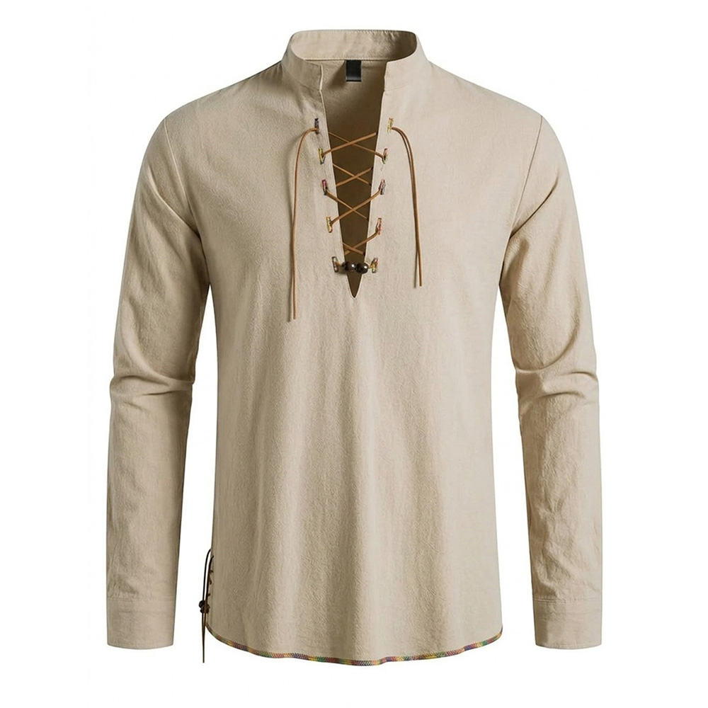 남성용 헨리넥 중세풍 셔츠 레트로 바이킹 해적 레이스업 - Medieval Gothic Lace Up Pirate Shirt 리뷰 및 가격