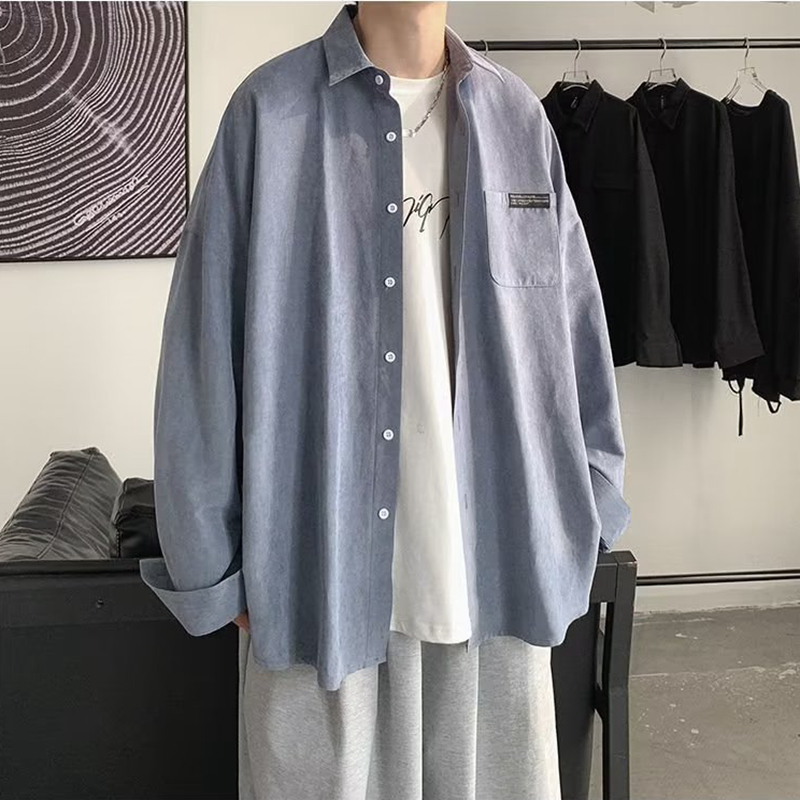 남녀공용 긴팔 셔츠, 오버사이즈 셔츠, 버튼업 셔츠,  - Corduroy Button Up Shirt Men 리뷰 및 가격