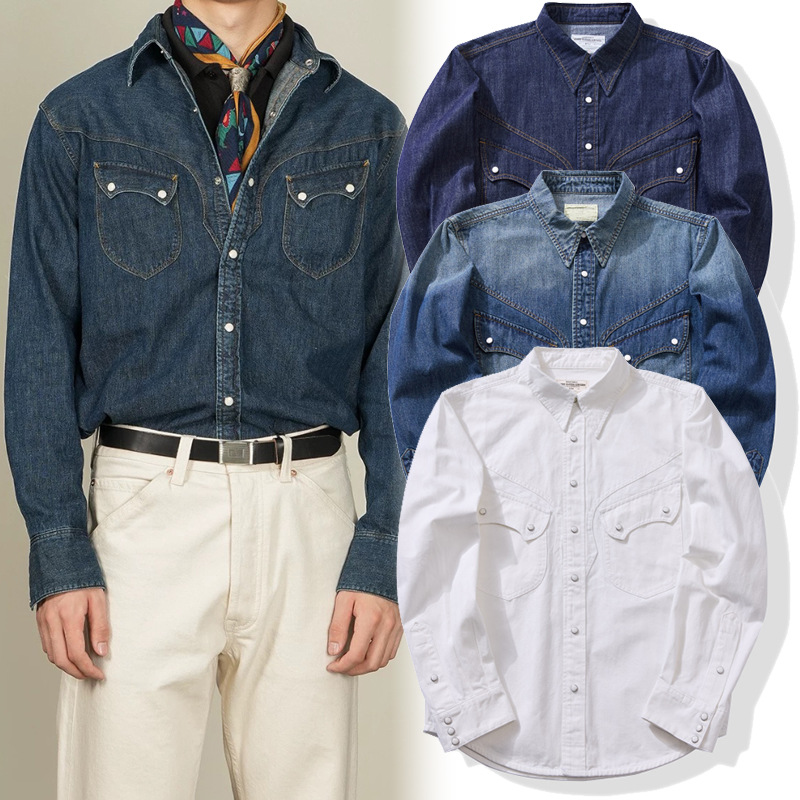 아메리칸 빈티지 펄 스냅 웨스턴 셔츠 - 소프트 워시드 - Mens Western Denim Pearl Snap Shirt 리뷰 및 가격