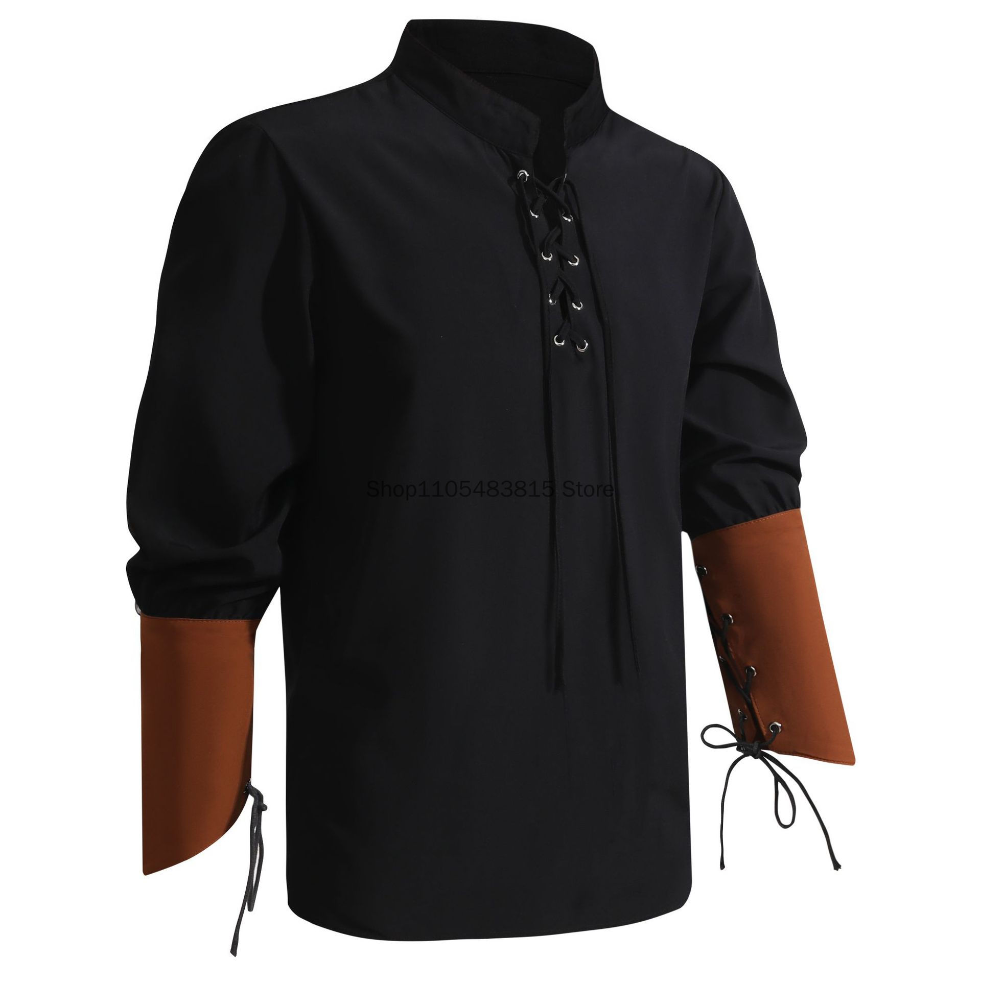 남성용 해적 셔츠 - 중세 고딕 스타일 시인 셔츠, 빅 - Medieval Gothic Lace Up Pirate Shirt 리뷰 및 가격