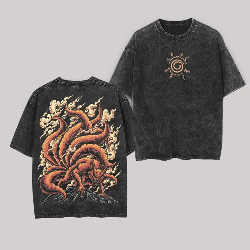 쿠라마 티셔츠 큐비 나루토 빈티지 애시드 워시 스트리트 - Acid Wash Vintage Graphic T Shirt 리뷰 및 가격