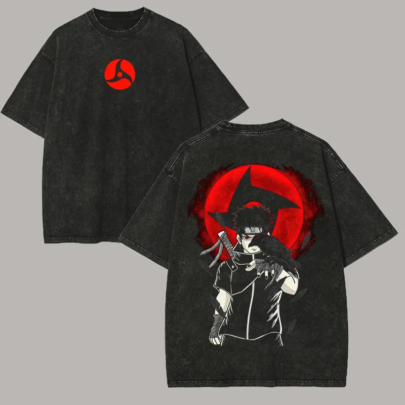 나루토 시스이 우치하 티셔츠 만게쿄 샤링간 빈티지 애시 - Acid Wash Vintage Graphic T Shirt 리뷰 및 가격