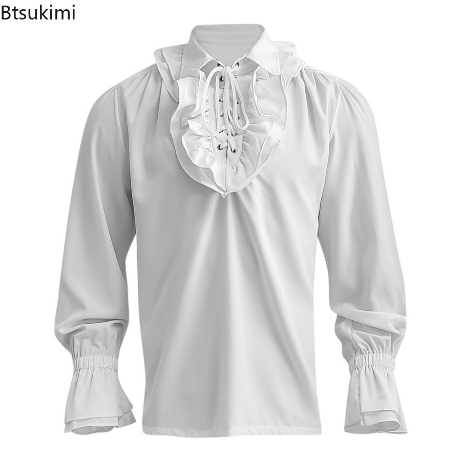 남자 중세 르네상스 해적 셔츠 빅토리아 프릴 Steam - Medieval Gothic Lace Up Pirate Shirt 리뷰 및 가격