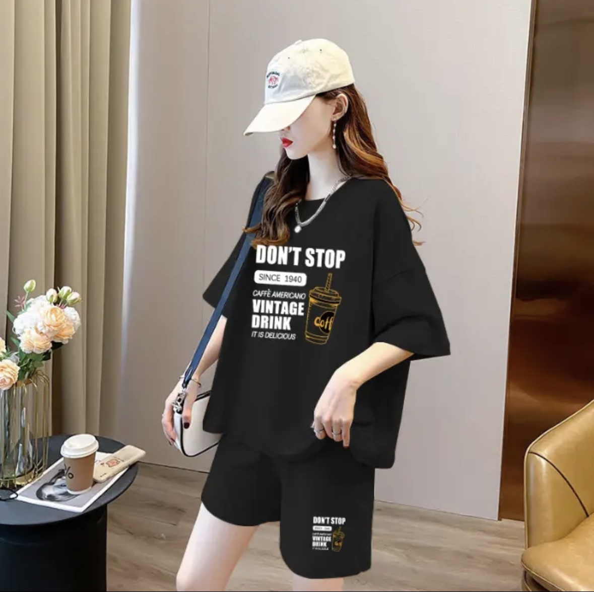 패션 여성 여름 반바지 세트, 스포츠웨어, 오버사이즈  - T-Shirts 리뷰 및 가격